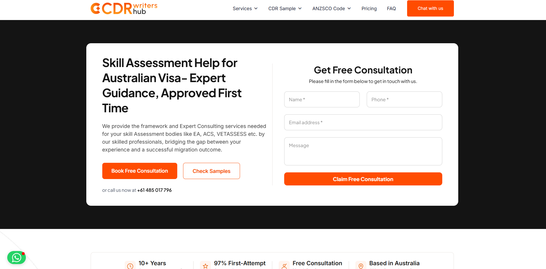 CDR Writer Hub website project screenshot