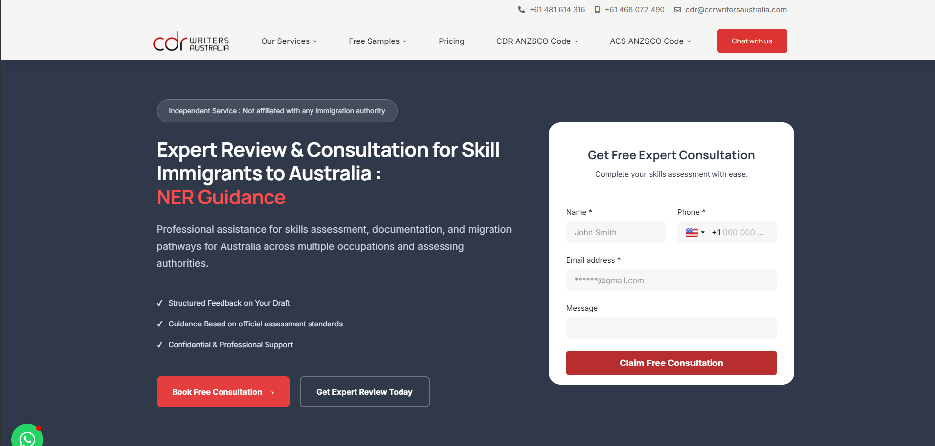 CDR Writers Australia website project screenshot
